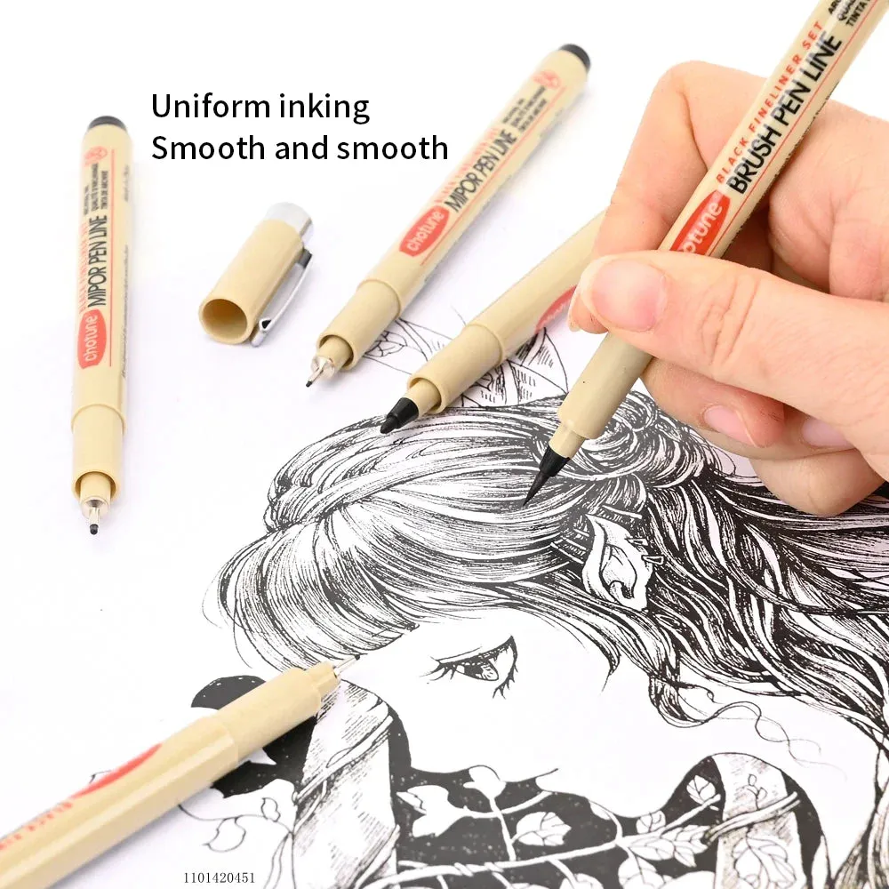 12 Piece Micron Ink Marker Set for Manga Sketching and Drawing