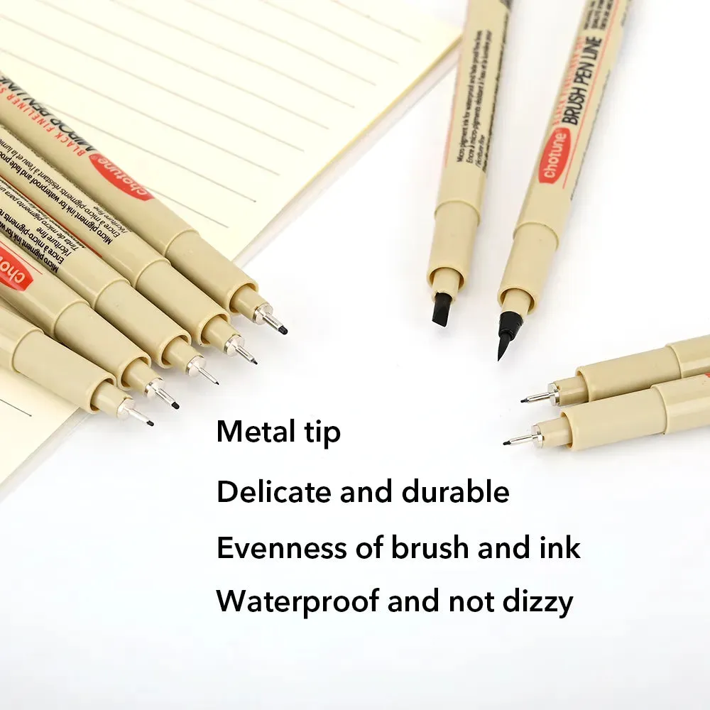 12 Piece Micron Ink Marker Set for Manga Sketching and Drawing