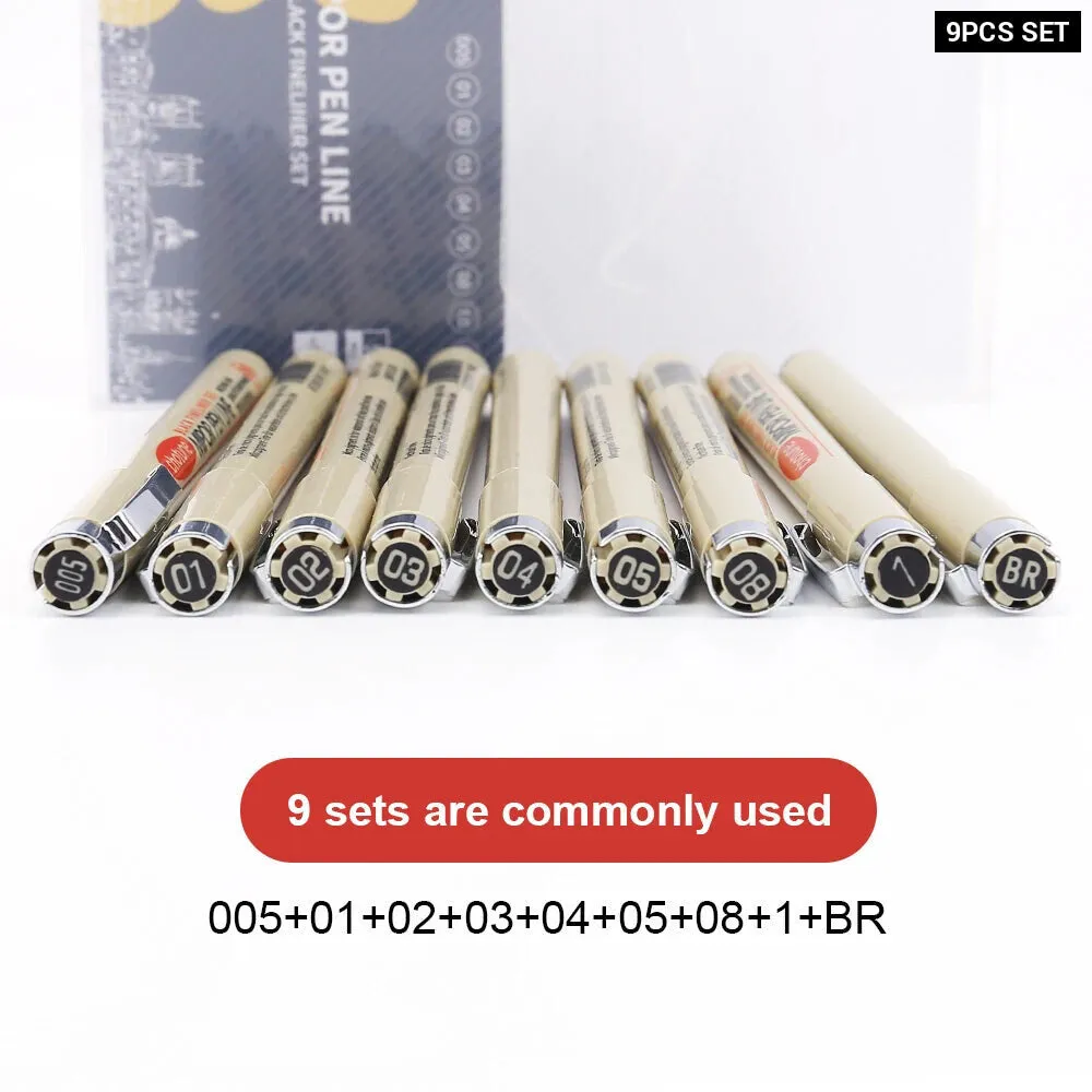 12 Piece Micron Ink Marker Set for Manga Sketching and Drawing