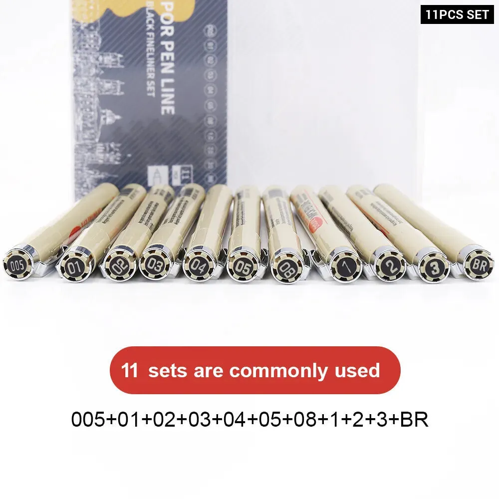 12 Piece Micron Ink Marker Set for Manga Sketching and Drawing