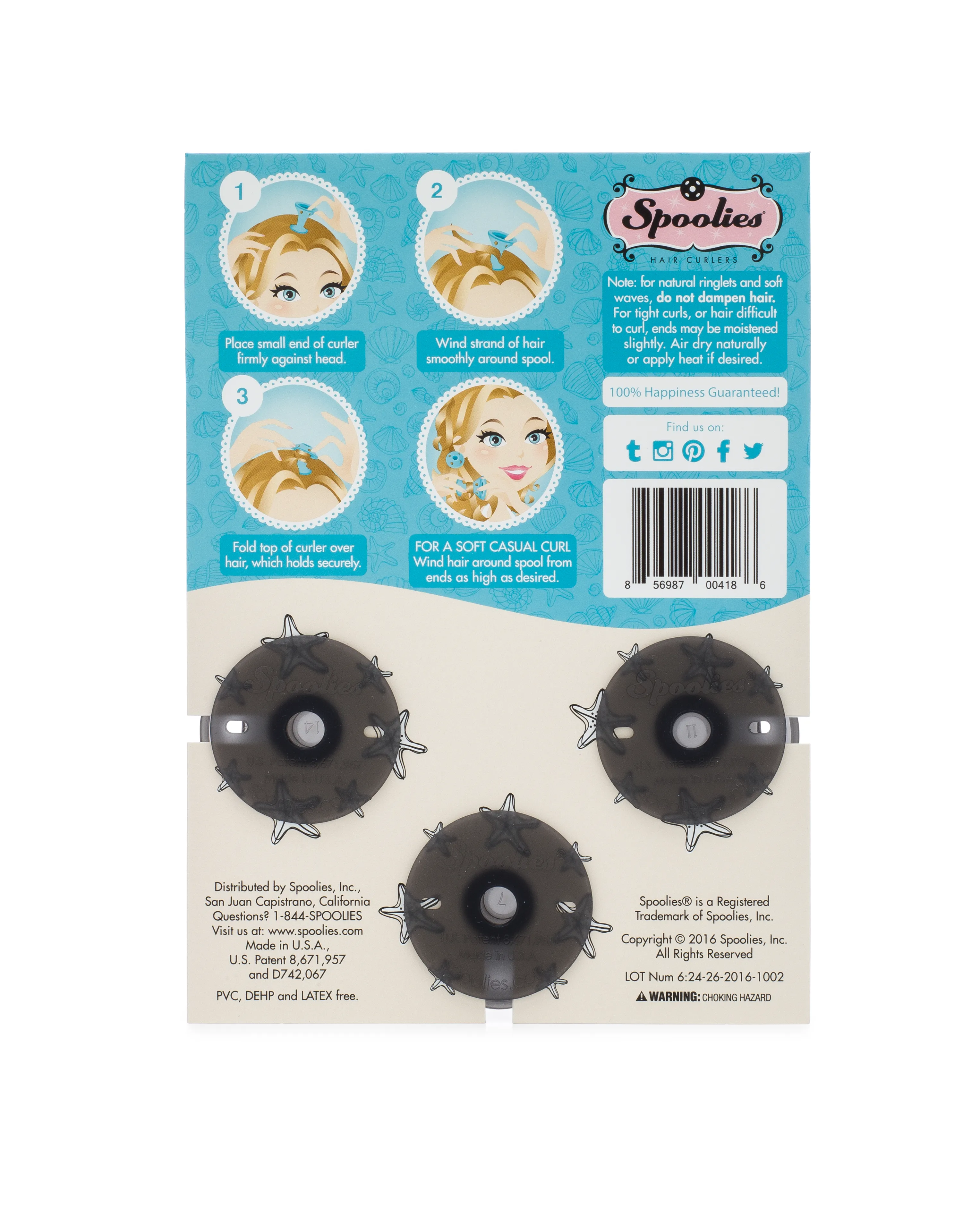 3pc Pack - Jumbo Size Shadow Black Spoolies® Hair Curlers