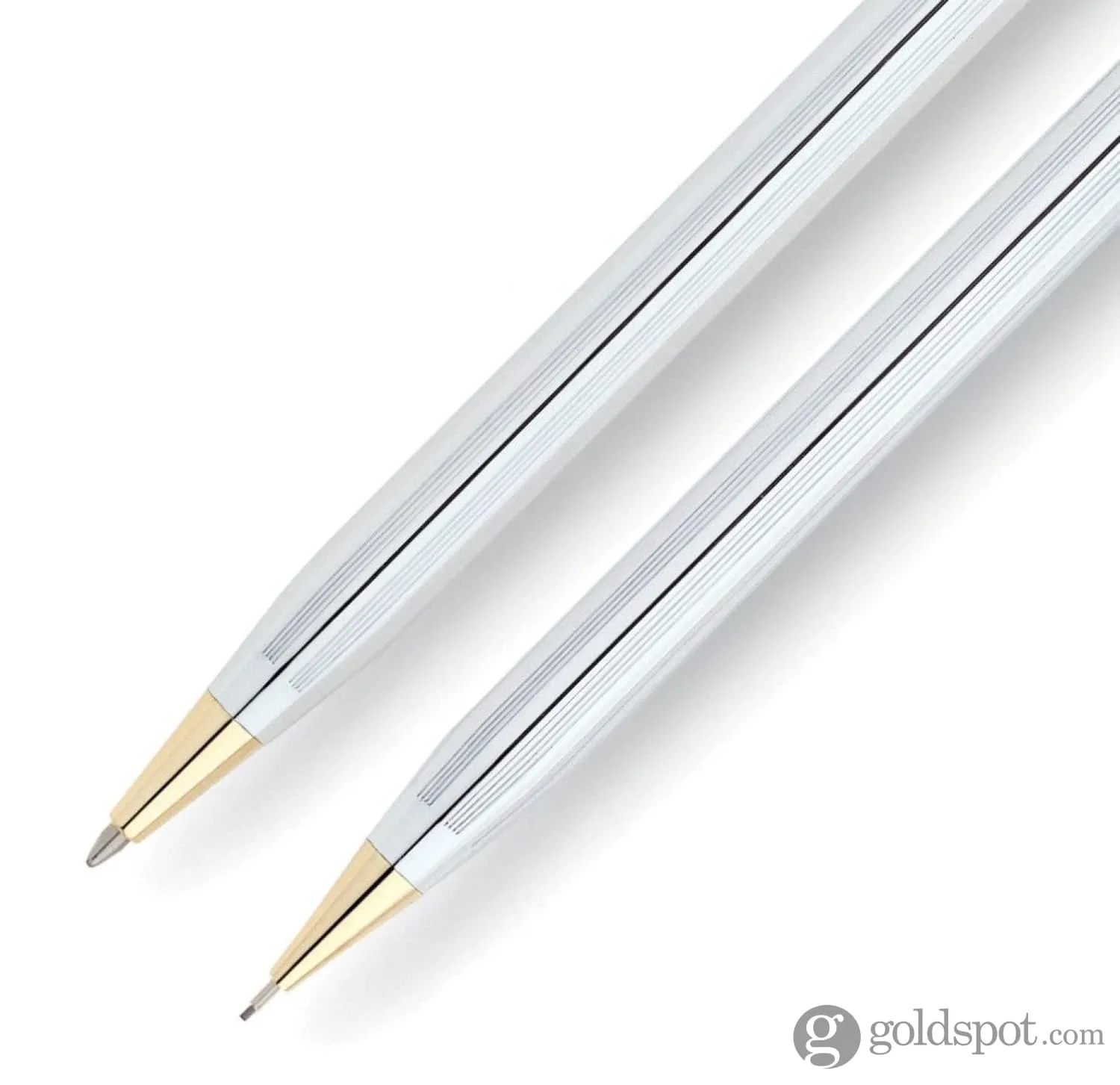 Cross Classic Century Medalist Pen & 0.7mm Pencil Set in Chrome with Gold Trim