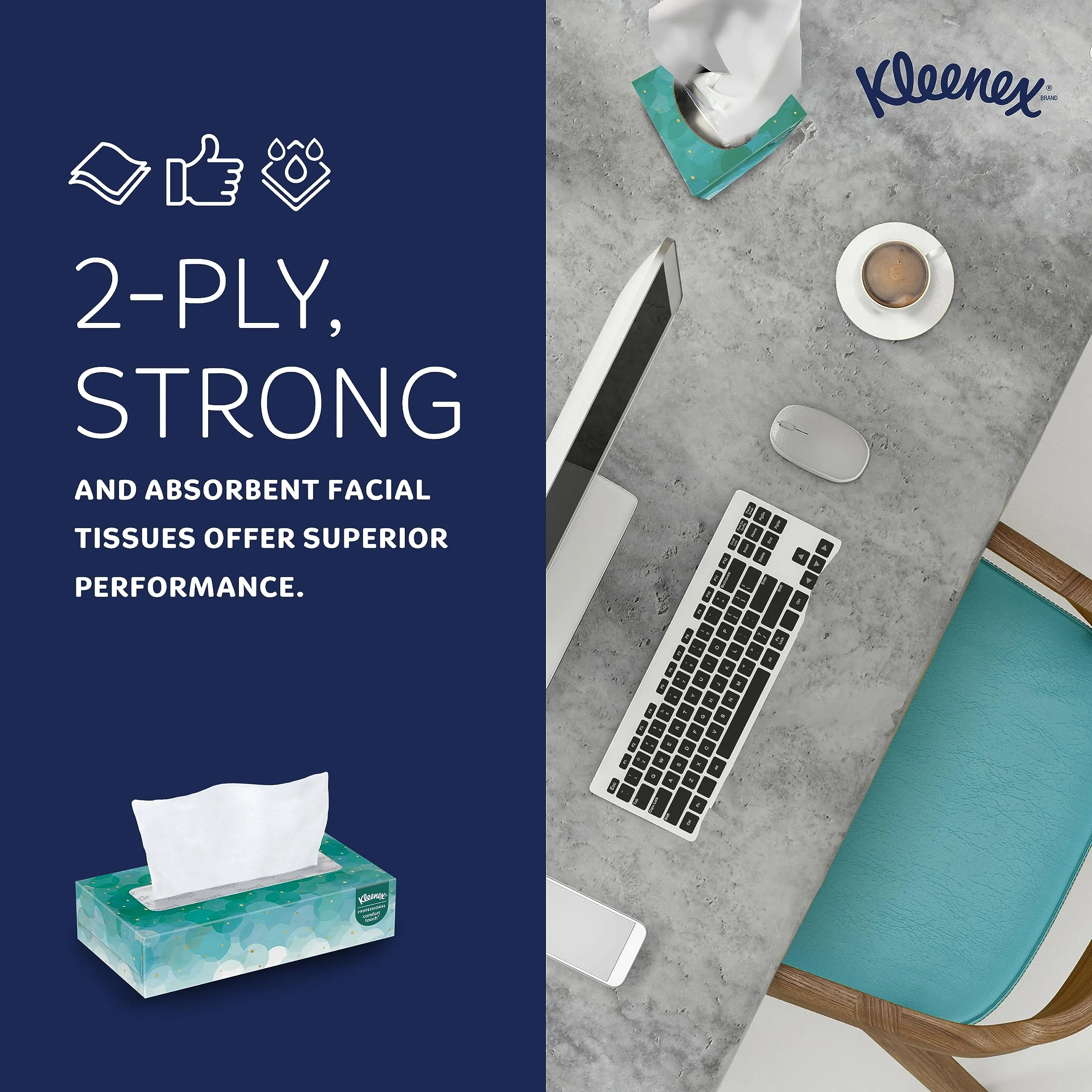 Kleenex Professional Facial Tissue, Bulk (21400), 2-Ply, White, Flat Boxed Format, Designed for Business (100 Tissues/Box, 36 Boxes, 3,600 Sheets/Case)