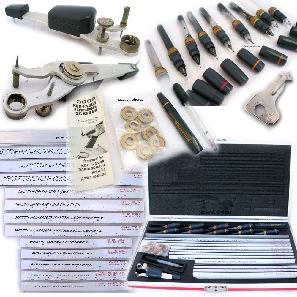 KOH-I-NOOR 3000 RAPIDOGRAPH SCRIBER Engineering Drafting Drawing Lettering Guide